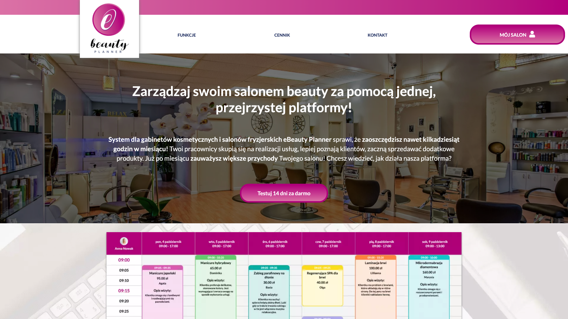 Projekt oraz realizacja specjalistycznego systemu online dla branży beauty