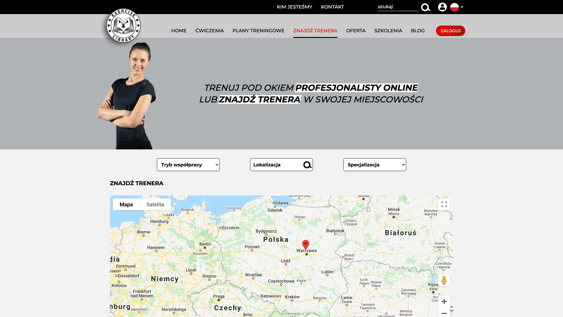 Rozbudowana platforma www dla branży fitness - znajdź trenera
