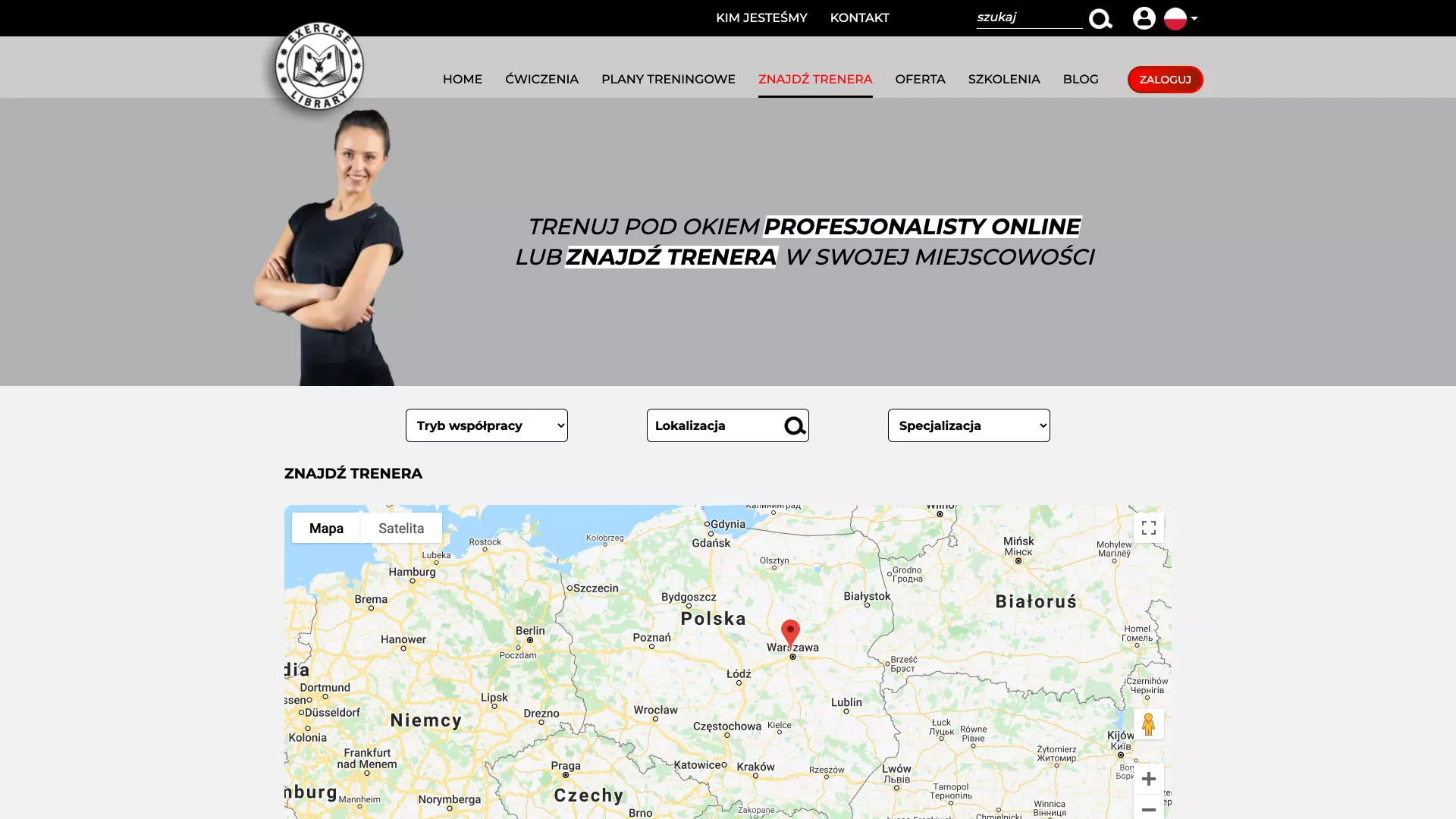 Rozbudowana platforma www dla branży fitness - znajdź trenera
